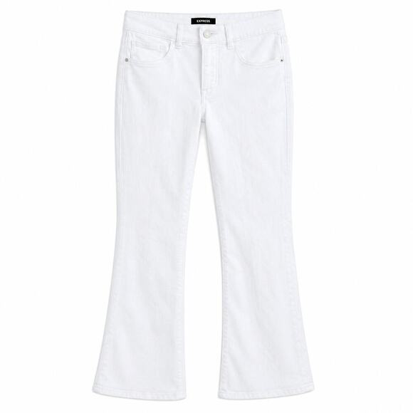 Express Denim - Express High Rise Bootcut White Denim Jeans Women's 4 Stretch Preppy Casual